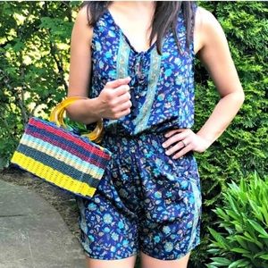 RAGA Floral Boho Sleeveless Tie Neck Romper